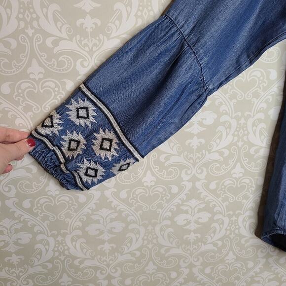 Altar'd State Size Small Blue Embroidered Longsleeve Top - Picture 10 of 12